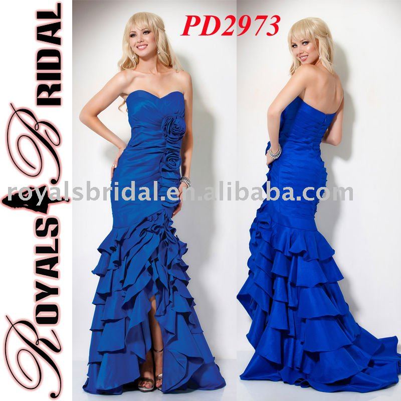 dresses for prom blue. Blue Ruffle Prom Dress Top