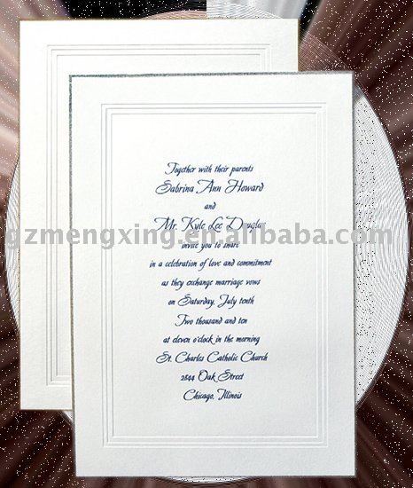 Wedding invitation card with embossing border around the textU011