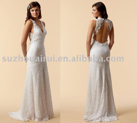 cut out backless lace wedding dresses