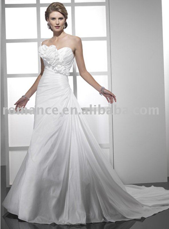 MG571 2011 Collection Satin Strapless Hand Flower Wedding Dress