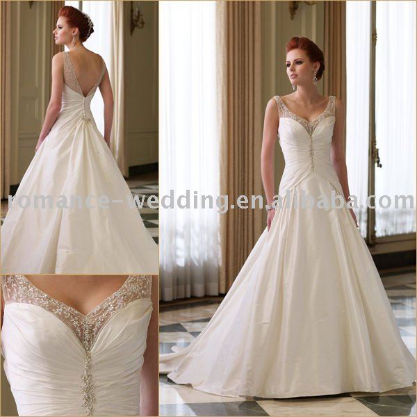 MC0135 Sleeveless Low Back Aline Wedding Dress