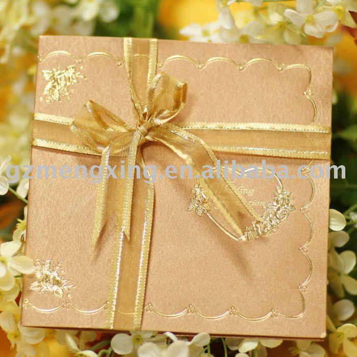elegant wedding cards with nice ribbon W080A