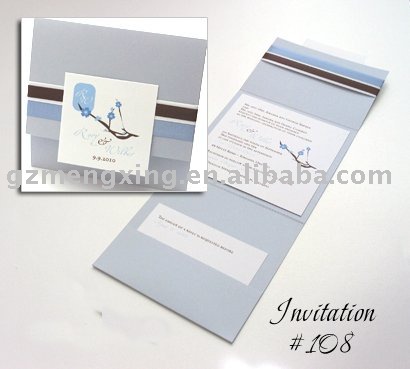 See larger image Light Blue Pocket Fold Wedding InvitationEA873