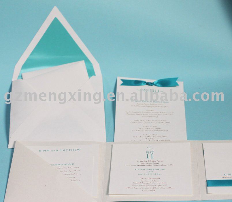 See larger image Tiffany Blue Pocket Wedding Invitations PA090