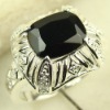 crystal jewelry 925 silver fashion gemstone ring black onyx