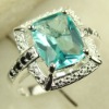 crystal ring 925 silver fashion gemstone ring green amethyst prasiolite