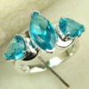 crystal ring 925 silver fashion gemstone ring blue topaz
