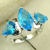 crystal ring 925 silver fashion gemstone ring blue topaz