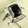 hip hop ring 925 silver fashion gemstone ring black onyx