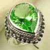 hip hop jewelry 925 silver fashion gemstone ring green quartz