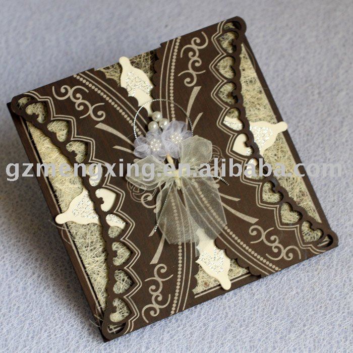 fashionable wood wedding cards wedding decorate greeting card MXWN027