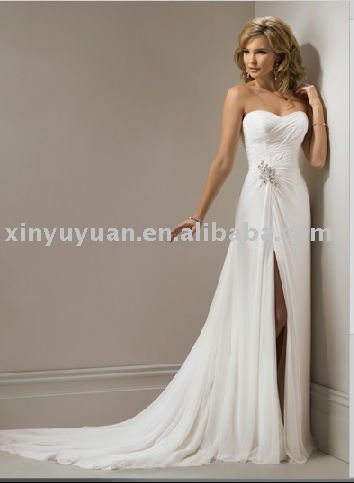 Chiffon white slit hot sell 2011 MA805 wedding dress best sell new design