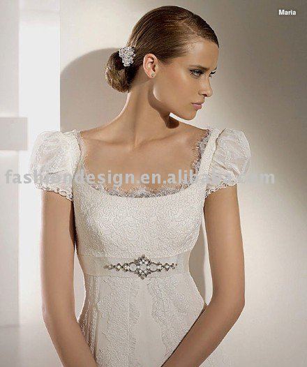 chiffon wedding dress with sleeves. wedding dress 1)imported