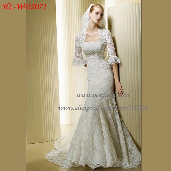 Hotsale Long Sleeve Mermaid Lace Bridal Wedding Dress HLWD2071