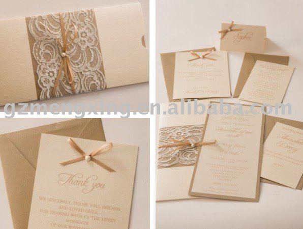 Classical Lace Wedding Invitations With Buckles