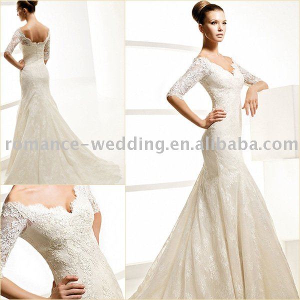 La0191 Short Sleeve Lace Wedding Dress