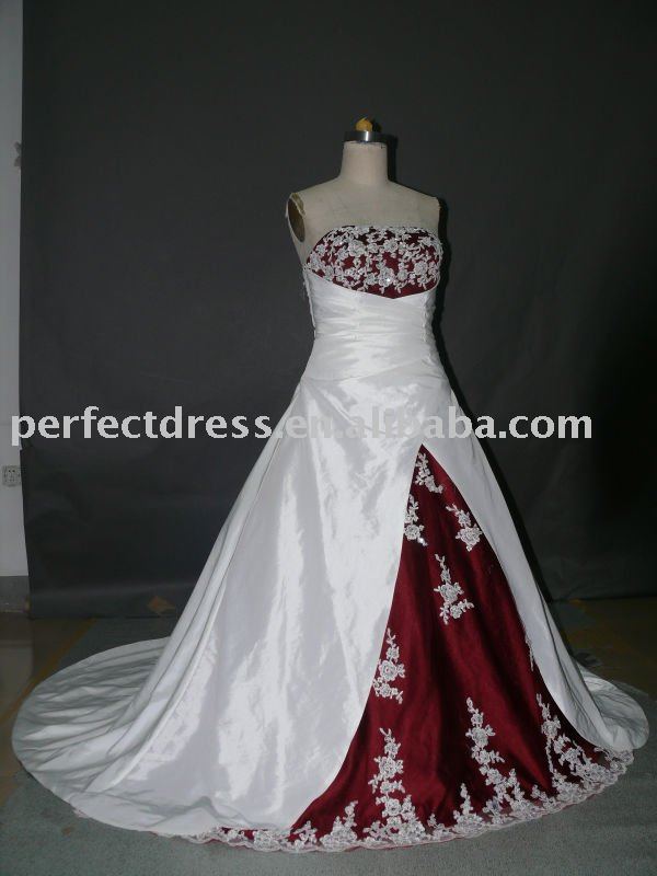 Aline Red and white wedding dresses RSC0183 wedding dresses in red