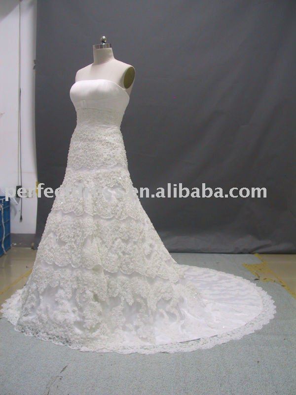 Ivory Ruffle Aline lace wedding dress 2011