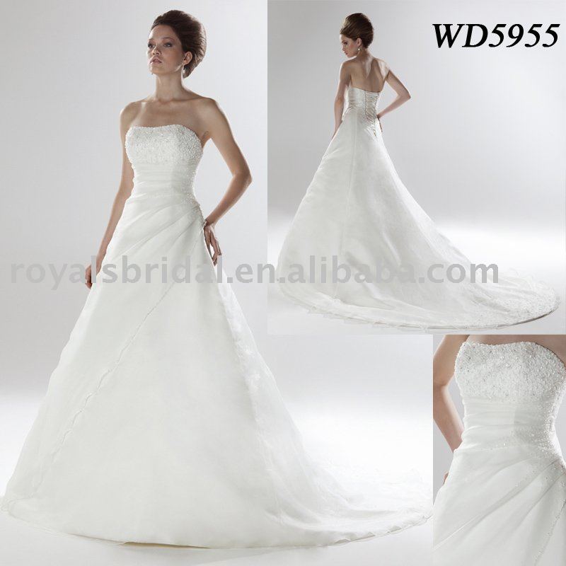  larger image WD5955 Elegant Strapless Beaded Wedding Dresses Online 