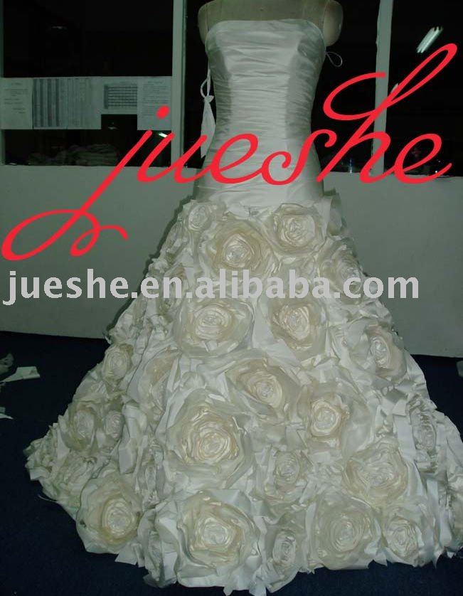 2011 luxury roses taffeta Aline wedding dress JA06