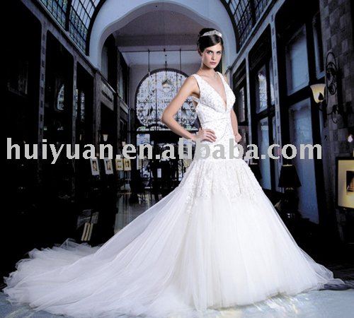See larger image white long train wedding gown