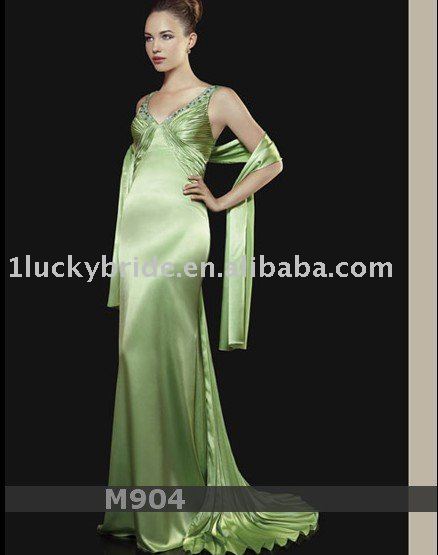 2011 Green Satin Mermaid Trumpet Wedding dress Evening dress bride gown 