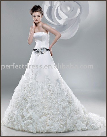 White Black lace wedding dress NSW0723