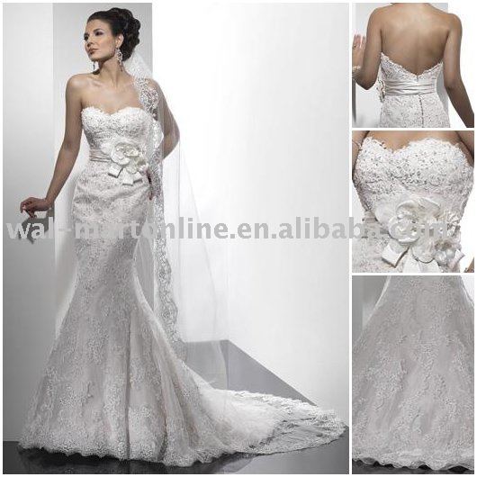 BN308 Elegant Mermaid Ivory Lace Weddings Dress Sweetheart Neckline
