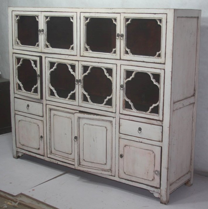 White Antiqued Cabinets