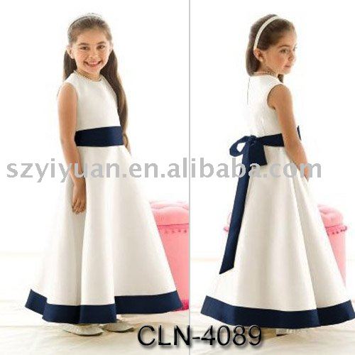 2011 sexy cheap white and blue flower girl dress