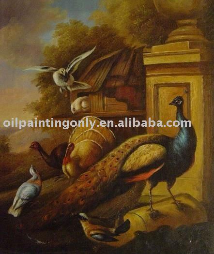 oil paintings of birds. See larger image: Animals Oil Paintings A Peacock And Other Birds In A