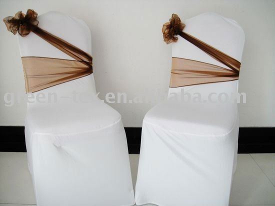 white spandex chair cover and sashes for wedding