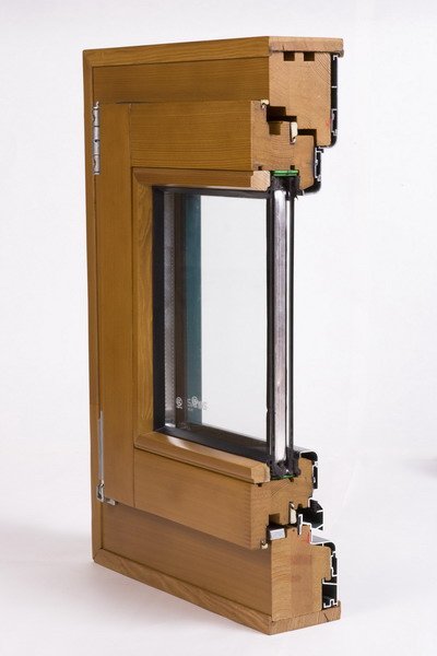 German Style Wood Window with Aluminum Cladding Window