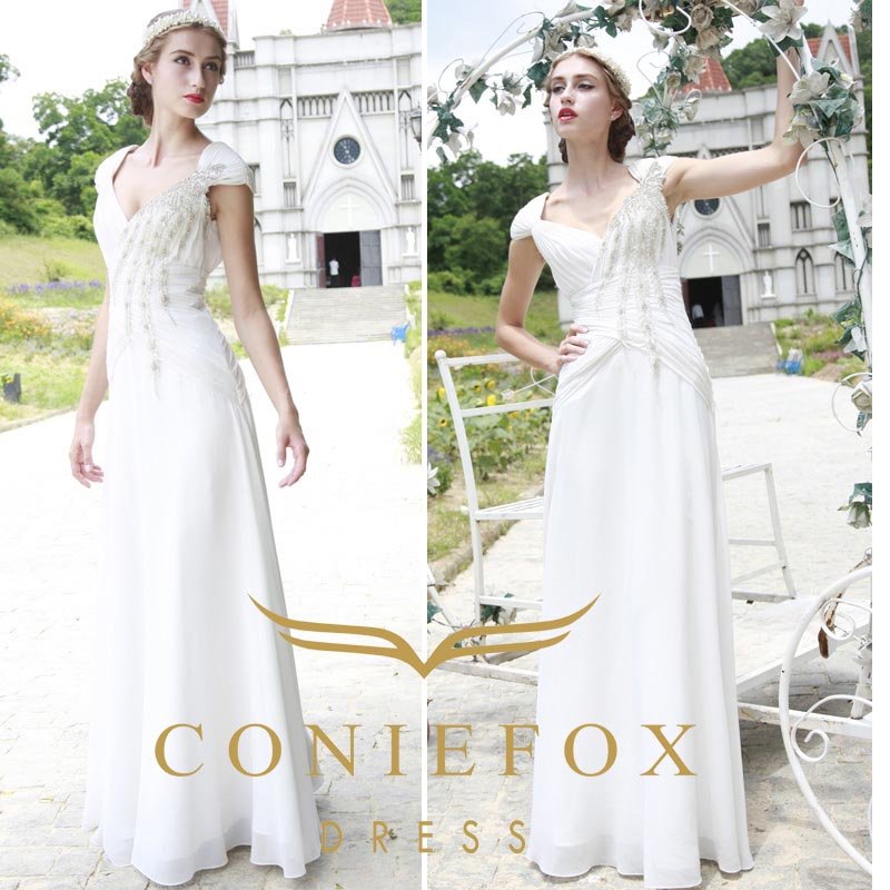 coniefox hotsale princess white muslim wedding gown 80535
