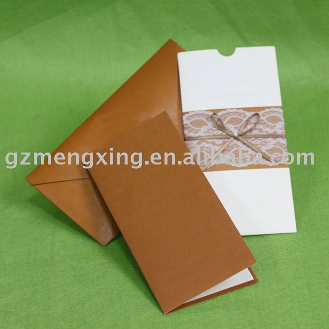 See larger image New design Pocket fold wedding card with nice lace 