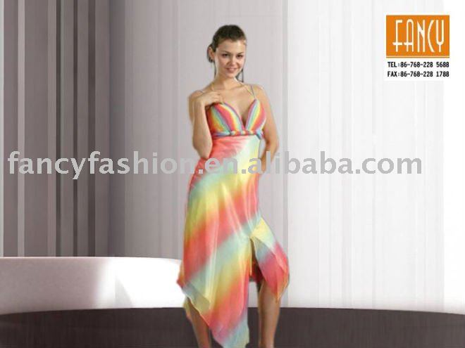 Rainbow Tiedyed Chiffon Prom Dress with Spaghetti Strap NEW0003
