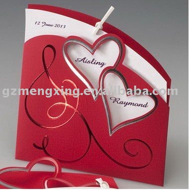 See larger image Chinese Red Chic Design Wedding Cards With Two Cute heart