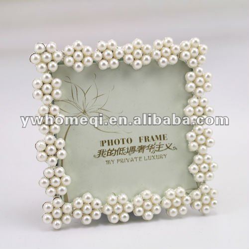  Factory wedding decoration white flower pearl photo frame