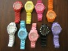 Banda de plástico deportes de moda reloj de pulsera