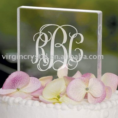 Monogram Wedding Cake Topper Square Crystal