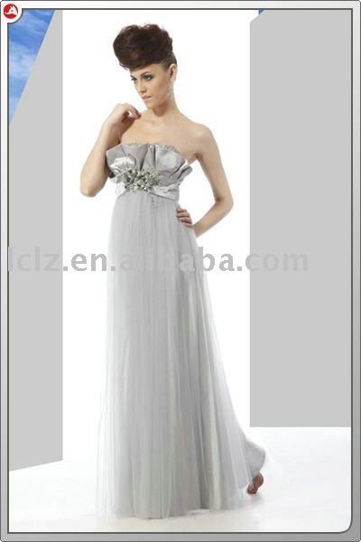 2011 drop ship silver backless silk lady Popular wedding dress C80036