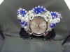 barato claro pulsera azul de cristal reloj de pulsera