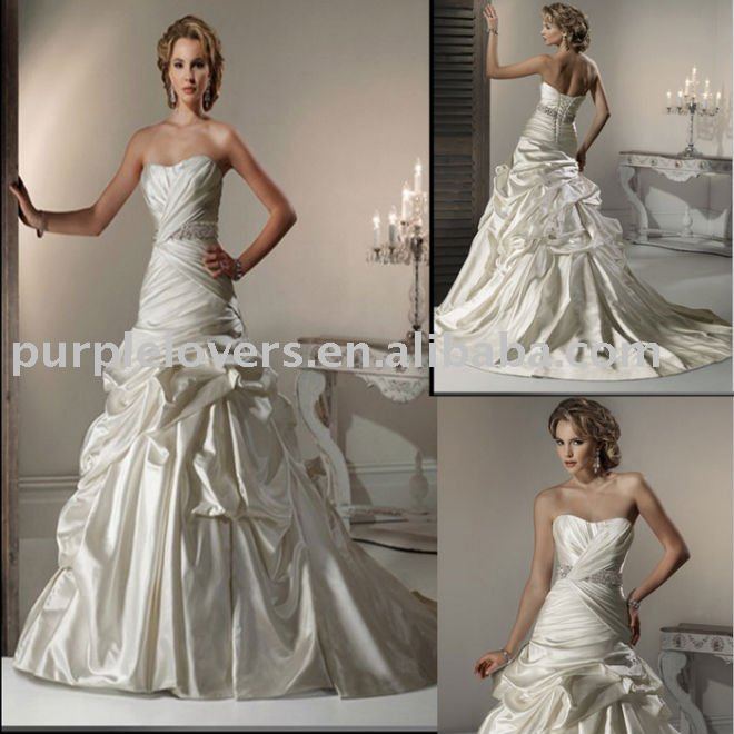 2011 Stunning Beaded ruffle princess bridal gown