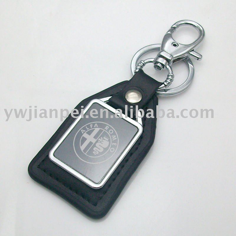 Fashion leather keychain with alfa romeo logo