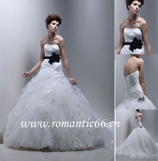 Discount puffy tulle ball gown wedding dress lace 2011