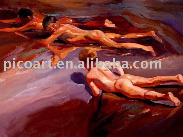 handmade canvas art oil painting naked children 