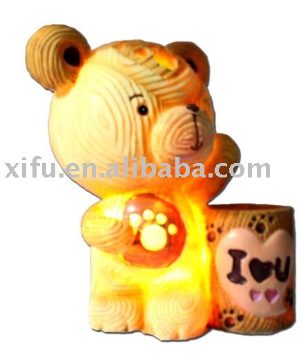 7 color chaning LED Bears money box with pen holderMoney box for wedding