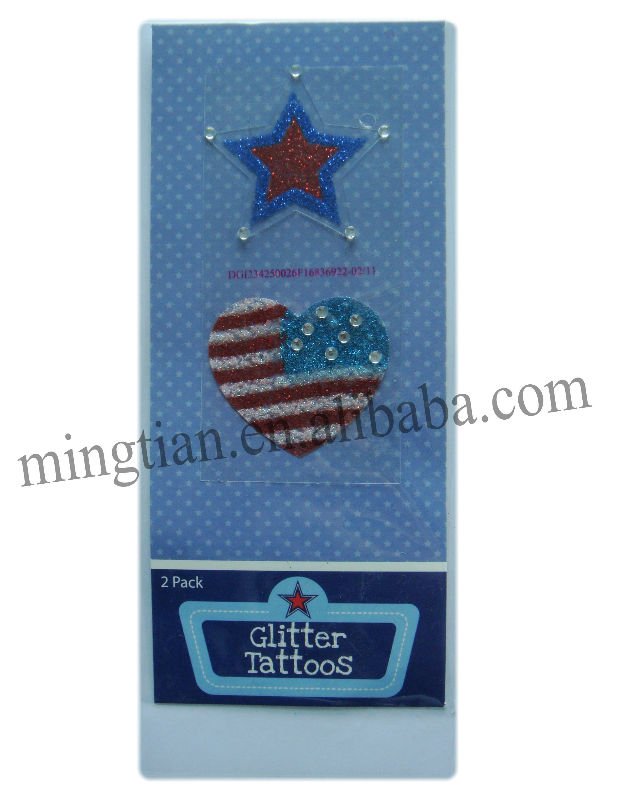 Star Heart tattoo Glitter Sticker