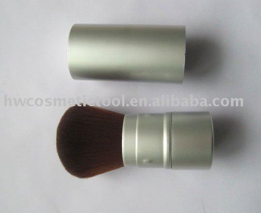 retractable makeup brushes. See larger image: matt silver nylon hair retractable makeup brush