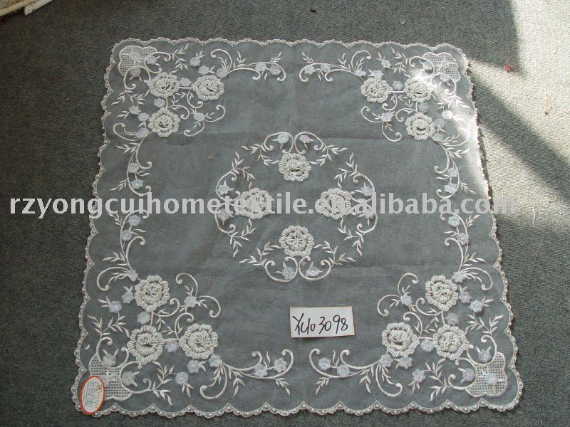 hand made polyester net mesh bead white wedding tablecloth